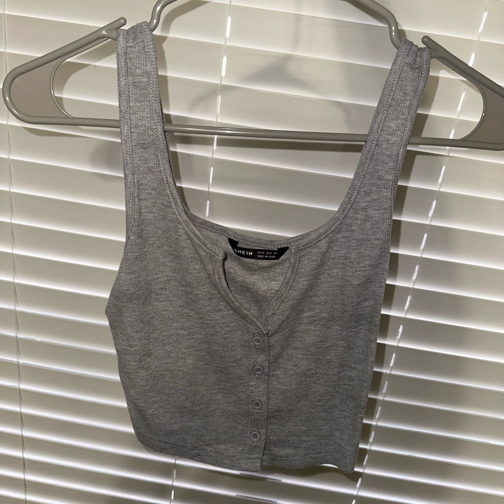 Shein Gray Button-Up Tank Top